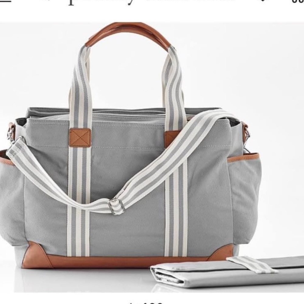 Pottery Barn Kids Stylish Gray and Brown baby diaper Bag